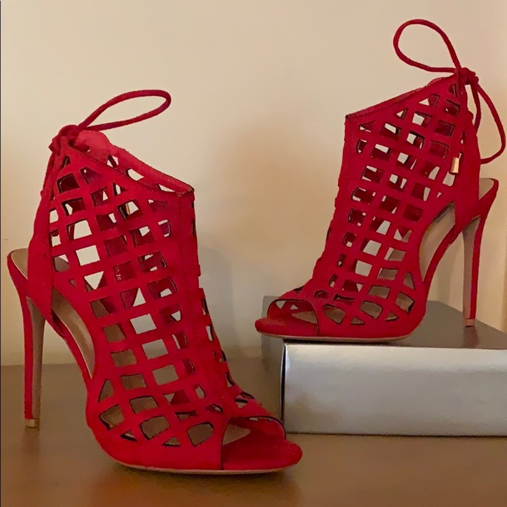 Red Caged Sandals
